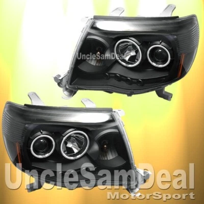 ДЛЯ 05-10 TOYOTA TACOMA X-ЯРКИЕ СВЕТОДИОДНЫЕ ОБОДЫ HALO ПРОЗРАЧНЫЕ ПРОЖЕКТОРНЫЕ ФАРЫ ЧЕРНЫЕ - Изображение 1 из 2