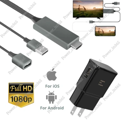 For iPhone iPad Android HDMI Mirroring Cable 1080P Phone To TV HDTV AV Adapter - Image 1 of 4