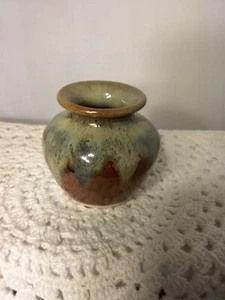 "Jarrón de cerámica esmaltado Santerre marrones y colores turquesa 2 1/2"" x 1 3/4" - Imagen 1 de 6