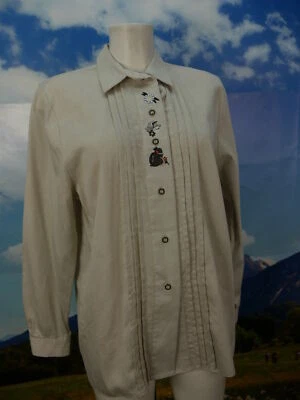 Gr.38 Trachtenbluse Bluse C&A beige Baumwolle Edelweiß Wander Stickerei TB2834 - Bild 1 von 3