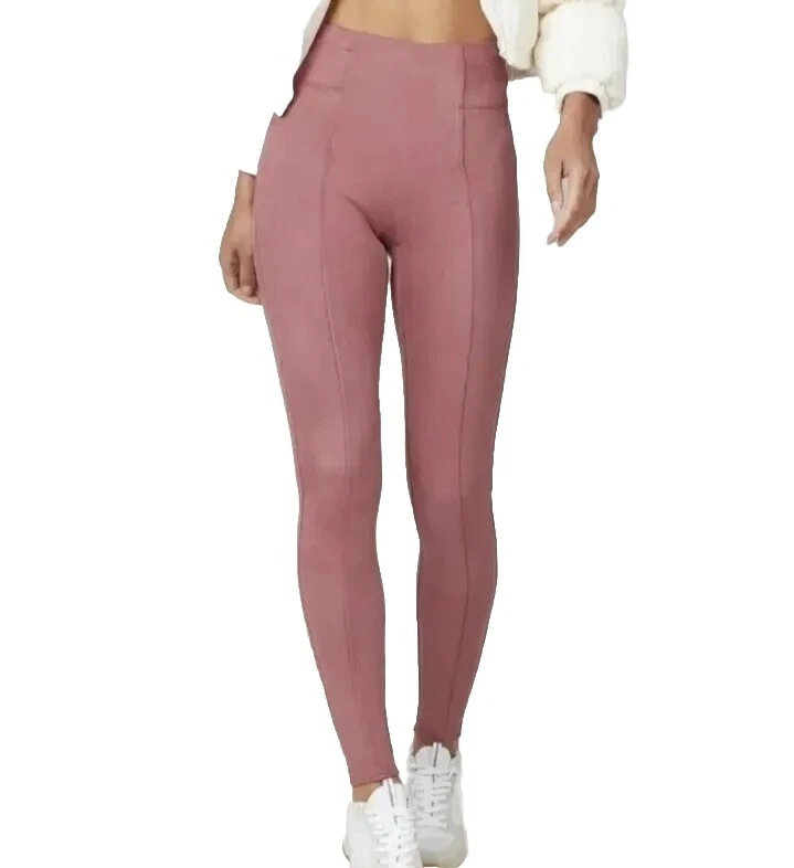 SPANX 20322Q Faux Suede Leggings in Camel Seamed Pull-on Pants S Petite