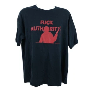 F Authority Men’s T-Shirt Size XL Military Militia Guns F*CK Authority Rebellion - Picture 1 of 7