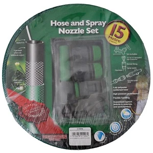 Gartenschlauch 15m Sprühdüse + Adapter 1/2" Zoll Bewässerung Wasserschlauch - Bild 1 von 3