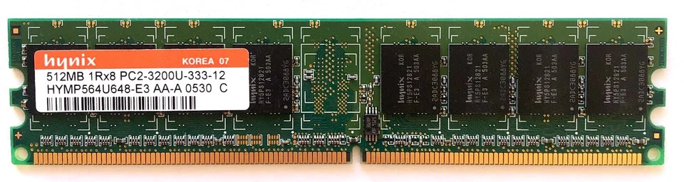 Memoria Ram Hynix HYMP564U648-E3 512MB 400MHz DDR-RAM PC2-3200U-333-12 184p - Imagen 1 de 1