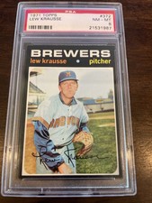 1971 Topps #372 Lew Krausse Milwaukee Brewers PSA 8 NM-MT