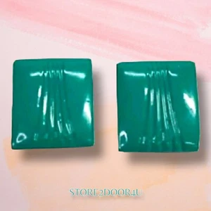 Vintage 80er Retro Ohrstecker grün eckige Form NEU - Bild 1 von 5