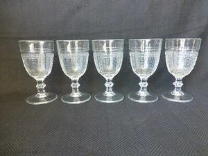 Five Antique Panelled Nightshade Early American Pattern Glass Goblets - Picture 1 of 5