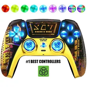 Cyber Plague Silent Modz LED Light-Up Buttons Wireless Custom Controller for PS5 - Picture 1 of 16