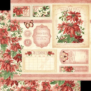 CLEARANCE! Graphic45 FLOWER MARKET -DECEMBER 12x12 Scrapbooking Paper (1PC) - Picture 1 of 1