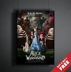 ALICE IN WONDERLAND 2010 MOVIE POSTER A3 A4 Best Tim Burton Fantasy Film Prints - Picture 1 of 2
