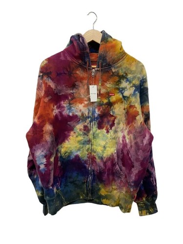 Felpa con cappuccio Supreme Overdyed Small Box Zip M cotone multicolore usata
