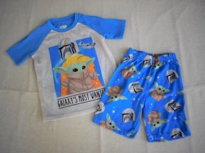 Star Wars Kids Pajama Set Size 4/5; Mandalorian Baby Yoda 2-Piece Short-Sleeve - Picture 1 of 7