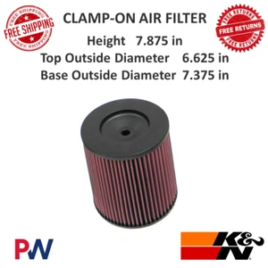 K&N Round Universal Clamp-On Air Filter 7.8" Height | 7.3" Base OD | 6.6" Top OD - Picture 1 of 12