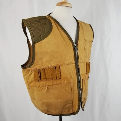 SafTbak Vintage Sportsman Hunting Shooting Vest XL Tan Canvas Zip Up, Distressed - Image 1 of 4