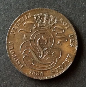 Belgique - Léopold Ier - Très Jolie monnaie de 5 Centimes 1856 - Flan Clippé - Imagen 1 de 3