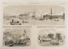 OPIUM WARS ANTIQUE PRINT / War in China The Attack on Canton Bombardment 1858