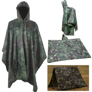 Military Army Style Multi-Use Rip Stop Regenponcho wasserdicht Kapuze Regencape - Bild 1 von 13
