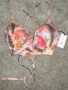 Shade & Shore Floral Blush Bikini Top 34C Padded Underwire Lightly Lined  NWT - Picture 1 of 5