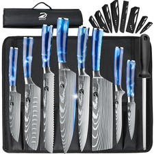 Set coltelli da cucina stile Damasco giapponese coltello da cucina con blocco coltelli e affilacoltelli