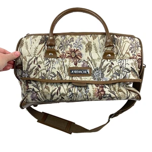 Vintage 90s Jordache Floral Tapestry Zip Shoulder Strap Duffel Travel Bag 16" - Picture 1 of 13