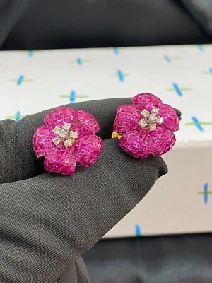 Conjunto invisible de diamantes reales brillantes redondos de oro de 18 quilates de 9,86 quilates Foto 1 de 4