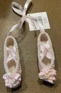 Pink satin and pearl Ballet Shoes Ornament - Picture 1 of 3
