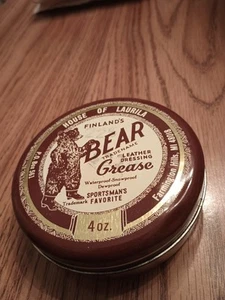 VTG House of Laurila Finlands Bear Grease Leather Dressing Round Tin Can - Picture 1 of 7
