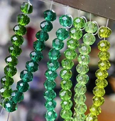 6 Farben/300 Stk  DIY Schmuck Basteln Set grün türkis grass Kristall Glasperlen - Bild 1 von 4