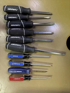 Lot A 10 Husky Screwdrivers Phillips Flat Torx See Pics - Picture 1 of 5
