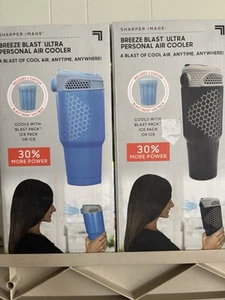 2 x BREEZE BLAST Sharper Image Personal AIR Cooler BLUE+ BLACK Battery / USB NEW - Picture 1 of 4