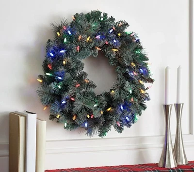 NUEVO EN CAJA LUCES BETHLEHEM 24" CORONA SUPERILUMINADA CON LEDES ABATIBLES DE COLOR, ABETO AZUL Foto 1 de 4