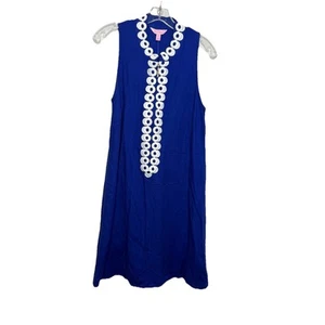 Vestido recto sin mangas Lilly Pulitzer Jane en azul verdadero bordado talla 10 nuevo con etiquetas - Imagen 1 de 11