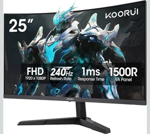 KOORUI 25 Zoll Curved Gaming Monitor 240Hz FHD 1080P Computer Monitor, 1500R - Bild 1 von 14