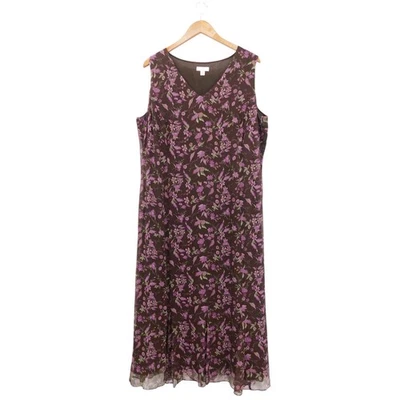 Charter Club Women's Purple Floral 100% Silk Fairy Maxi Dress Size 20W - Image 1 of 4