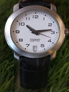 ESPRIT QUARTZ WHITE DIAL DATE UNISEX ADULT ARABIC INDICES VINTAGE WATCH - Picture 1 of 5