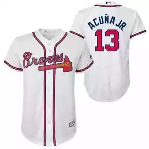 RONALD ACUNA Jr. Atlanta Braves White Majestic Jersey YXL - Picture 1 of 1