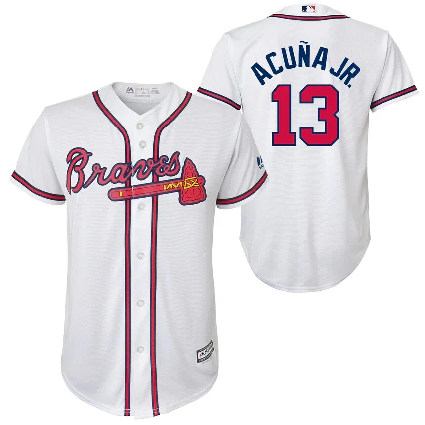 RONALD ACUNA Jr.  Atlanta Braves White Majestic Jersey YXL - Image 1 of 1