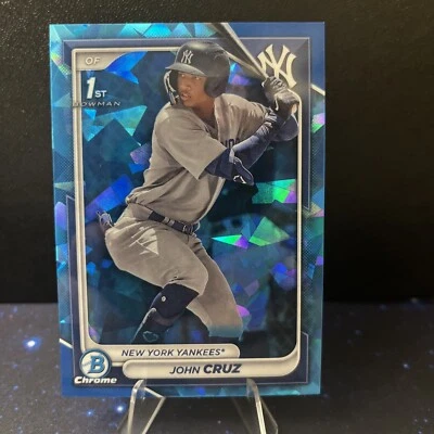 JOHN CRUZ 2024 BOWMAN CHROME 1ST SAPPHIRE REFRACTOR NEW YORK YANKEES - Image 1 of 2
