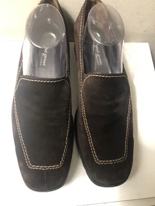Paul Green Brown Suede Loafers Topstiched Slip-on Rugged Sole Women’s Size 11.5 - Picture 1 of 11