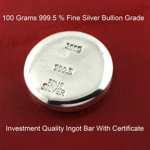 100 gr 999.5 Silver Certified Bullion Grade Ingot Bar Hand Poured - Bild 1 von 3
