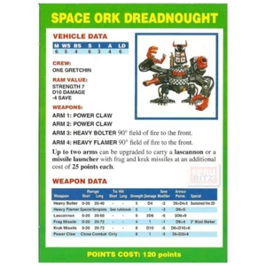 Space Ork Dreadnought Vehicle Data Card from Warhammer 40,000 2nd edition 1993 - Picture 1 of 1