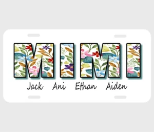 Personalized Mimi Floral Letters Monogrammed License Plate Custom Car Tag - Bild 1 von 10
