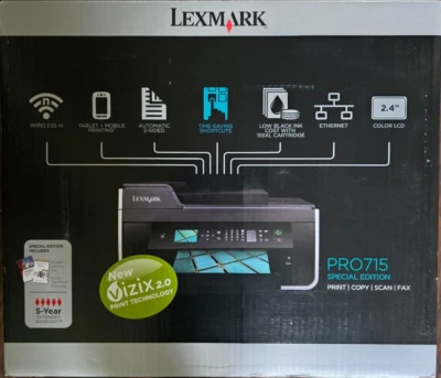Lexmark Pro715 AIO Wireless Color Inkjet Printer/Scan/Copy/Fax - BRAND NEW - Image 1 of 2
