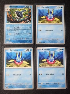 Sharpedo 043/162 holo inverso y 3x Carvanha 042/162 fuerzas temporales casi nuevo - Imagen 1 de 1