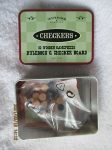 Juego de Mesa CHECKERS Miniatura Porche Frontal Nuevo en Lata Sellada - Imagen 1 de 4