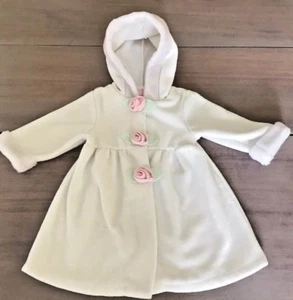 Sophie Rose Coat White Hooded with Pink Rose 18m - Picture 1 of 3