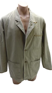 Chaqueta de Campo Orvis Safari Caqui Algodón Sarga Blazer Borde de Cuero Para Hombres L - Imagen 1 de 4