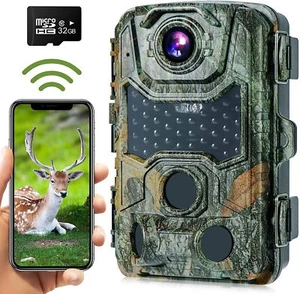 WLAN Wildkamera 4K 32MP 32GB 940nm microSD Nachtsicht Spielkamera Wildtierkamera - Bild 1 von 9