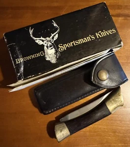 Vintage BROWNING 4018F NOS Hunting Folding Knife Made In USA W/ Original Box EDC - Picture 1 of 8