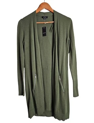 Cardigã feminino Verve Ami frontal aberto detalhe de costas estrela e bolsos com zíper tamanho P - Imagem 1 de 4